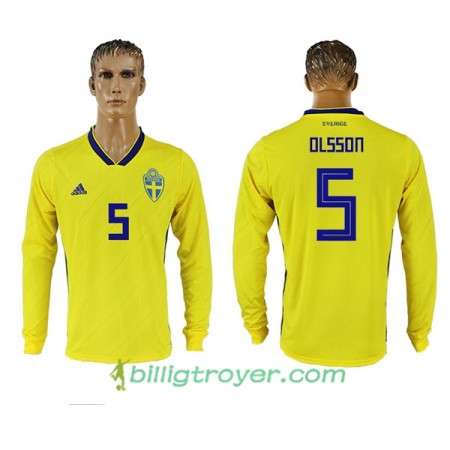 Billige Fotballdrakter Sverige Olsson 5 VM 2018 Hjemmedraktsett Langermet